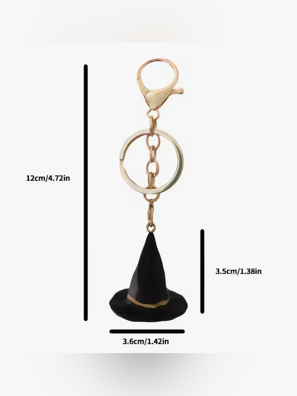 NWT Gold Witch Hat Keychain Halloween Charm Keyring - Picture 6 of 6